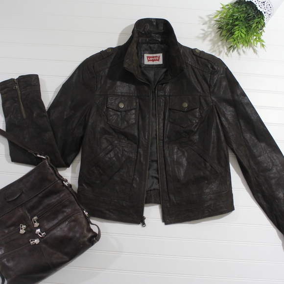 Dark Brown Levi Authentic Leather Jacket - Picture 1 of 8